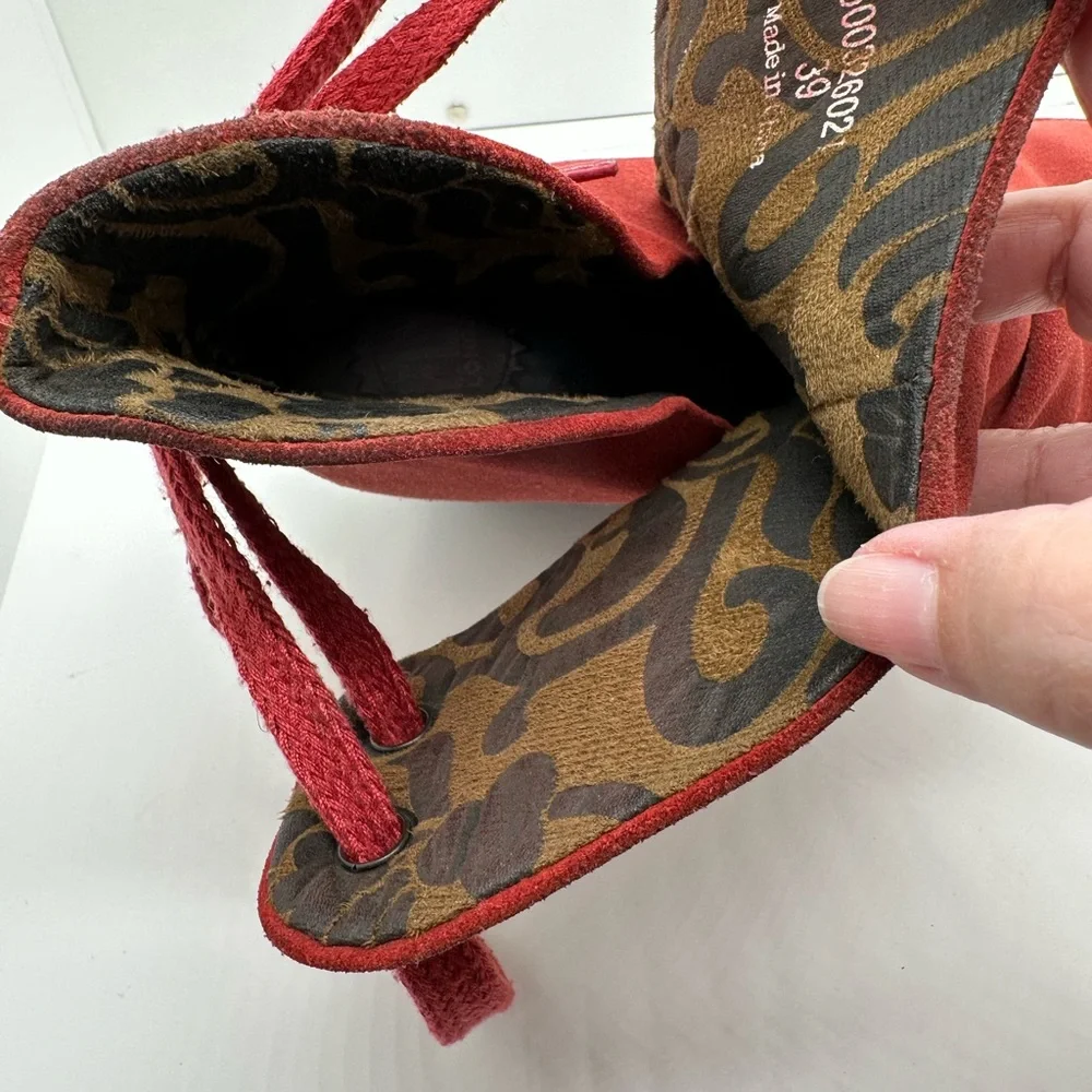 Fly‎ London Yama Platform Wedge Ankle Boots Red Suede Leather Size EU 37